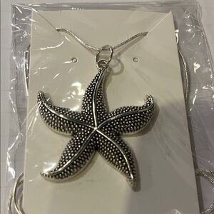 Silver Starfish Pendant Necklace